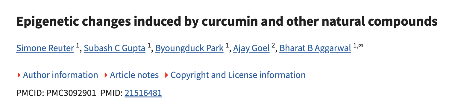 PubMed: Epigenetic changes induced by curcumin and other natural compounds